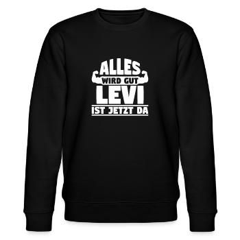 Alles wird gut Levi ist jetzt da - Stanley/Stella Unisex Bio-Sweatshirt CHANGER  - Schwarz - Vorne - Nik (191cm) & Marisol (170cm)