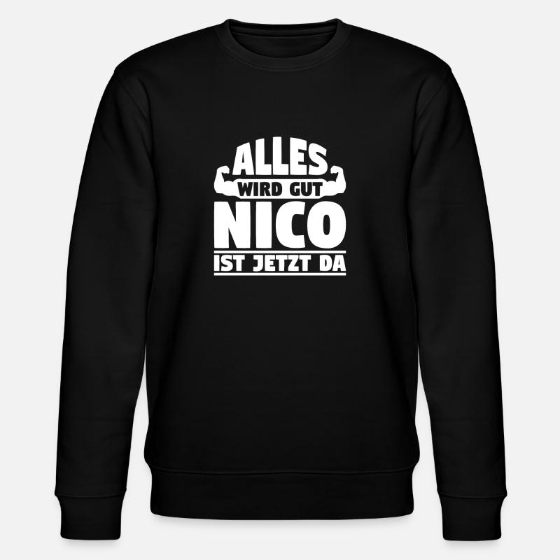 Alles wird gut Nico ist jetzt da - Stanley/Stella Unisex Bio-Sweatshirt CHANGER  - Schwarz
