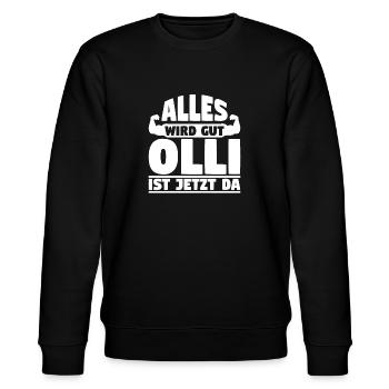Alles wird gut Olli ist jetzt da - Stanley/Stella Unisex Bio-Sweatshirt CHANGER  - Schwarz - Vorne - Nik (191cm) & Marisol (170cm)