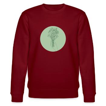 minimalistischer, ästhetischer Blumenstrauß - Stanley/Stella Unisex Bio-Sweatshirt CHANGER  - Burgunderrot - Vorne - Nik (191cm) & Marisol (170cm)