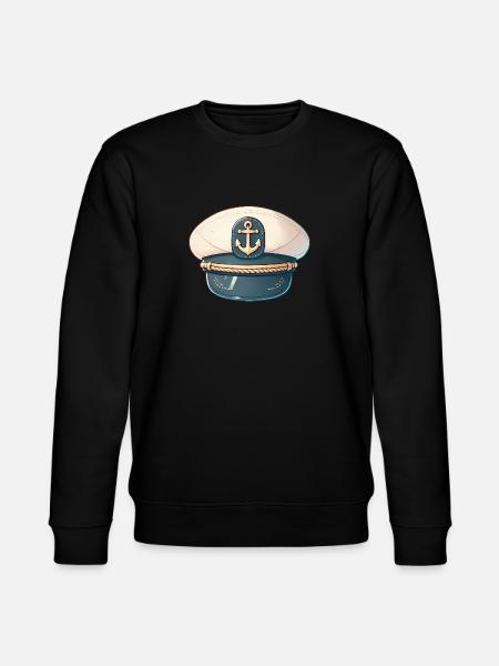 Classic Captains Hat Illustration - Stanley/Stella CHANGER Unisex Organic Sweatshirt - black