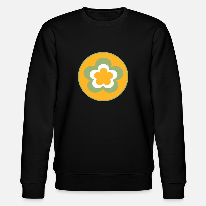 70s Flower Pattern - Stanley/Stella CHANGER Unisex Organic Sweatshirt - black