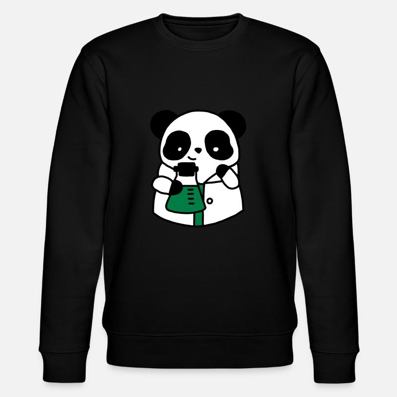 Panda-Chemiewissenschaftler technischer Biologe - Stanley/Stella Unisex Bio-Sweatshirt CHANGER  - Schwarz
