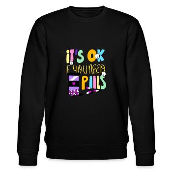 Medikamente Pille einnehmen Tablette Geschenkidee - Stanley/Stella Unisex Bio-Sweatshirt CHANGER  - Schwarz - Vorne - Nik (191cm) & Marisol (170cm)