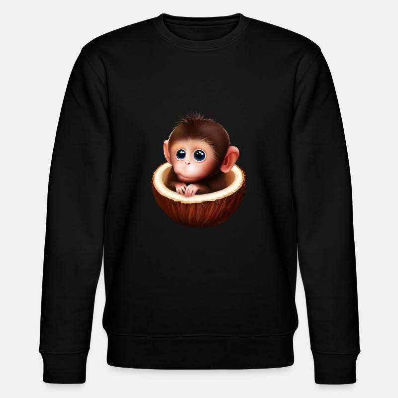 Monkey in a coconut - Stanley/Stella CHANGER Unisex Organic Sweatshirt - black