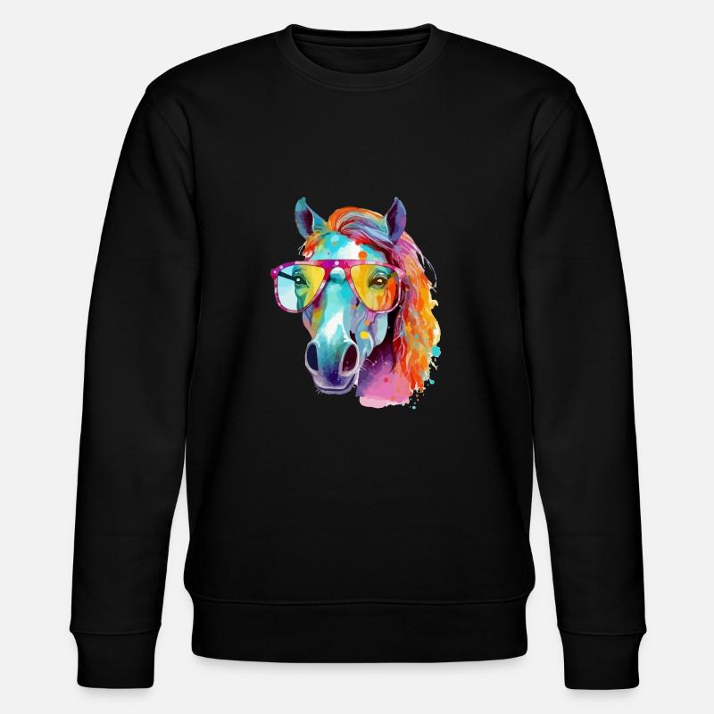 Mana, die bebrillte Stute - Stanley/Stella Unisex Bio-Sweatshirt CHANGER  - Schwarz