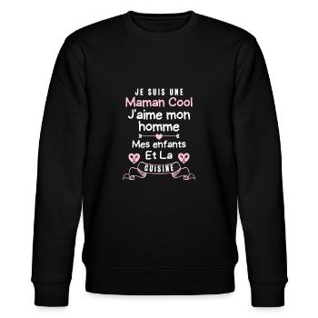 Maman Cool j aime mon homme et mes enfants 1 - Sweat bio CHANGER Stanley/Stella Unisexe - noir - Devant - Nik (191cm) & Marisol (170cm)