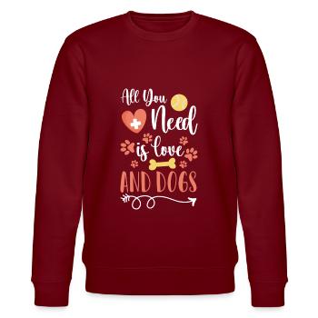 Hundebesitzer Liebe Herrchen - Stanley/Stella Unisex Bio-Sweatshirt CHANGER  - Burgunderrot - Vorne - Nik (191cm) & Marisol (170cm)