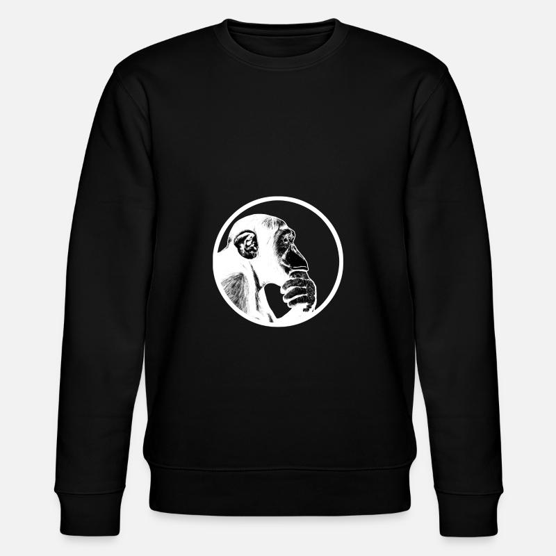 Think after monkey chimpanzee - Stanley/Stella CHANGER Unisex Organic Sweatshirt - black