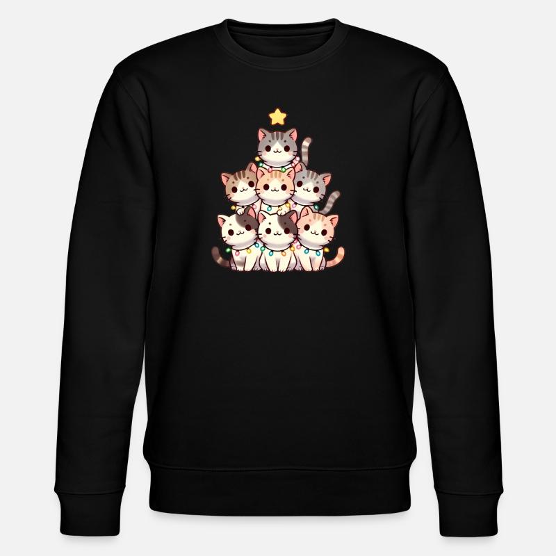 Weihnachtskratzbaum mit Lichtern - Stanley/Stella Unisex Bio-Sweatshirt CHANGER  - Schwarz