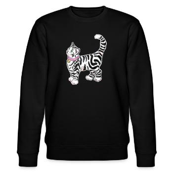 Sticker Katze - Stanley/Stella Unisex Bio-Sweatshirt CHANGER  - Schwarz - Vorne - Nik (191cm) & Marisol (170cm)