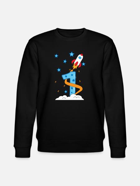 1. Anniversaire bébé enfant fusée - Sweat bio CHANGER Stanley/Stella Unisexe - noir