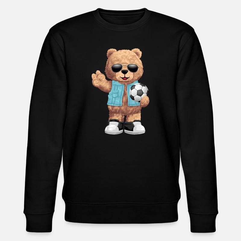 Cooler Bär mit Ball Fussball - Stanley/Stella Unisex Bio-Sweatshirt CHANGER  - Schwarz