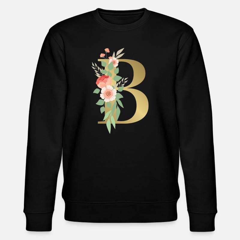 Eleganter Buchstabe 'B' mit Blumen - Stanley/Stella Unisex Bio-Sweatshirt CHANGER  - Schwarz
