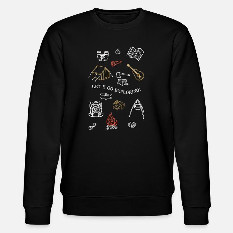 Camping Adventure Outline Design - Stanley/Stella CHANGER Unisex Organic Sweatshirt - black