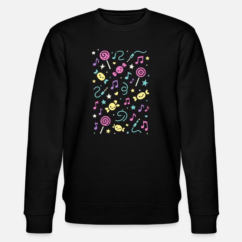 Süßer Klang – Kawaii Musikmuster - Stanley/Stella Unisex Bio-Sweatshirt CHANGER  - Schwarz