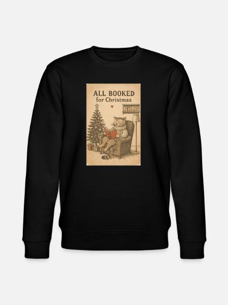 All Booked for Christmas Cat - Stanley/Stella CHANGER Unisex Organic Sweatshirt - black