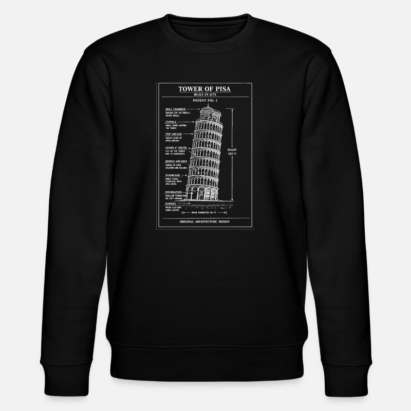Schiefe Pisa-Turm-Blaupausen-Kunst - Stanley/Stella Unisex Bio-Sweatshirt CHANGER - Schwarz