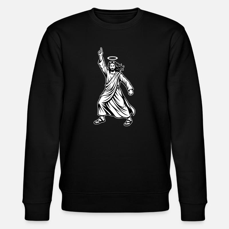 Dancing Jesus - Funny Disco Meme - Stanley/Stella CHANGER Unisex Organic Sweatshirt - black