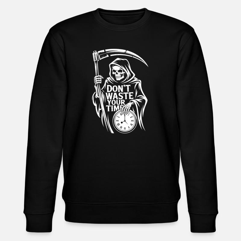 Sensenmann Uhr – Nutze Deine Zeit - Stanley/Stella Unisex Bio-Sweatshirt CHANGER  - Schwarz