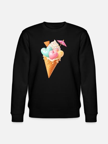 Herz Eis in Waffel Illustration  - Stanley/Stella CHANGER Unisex Organic Sweatshirt - black