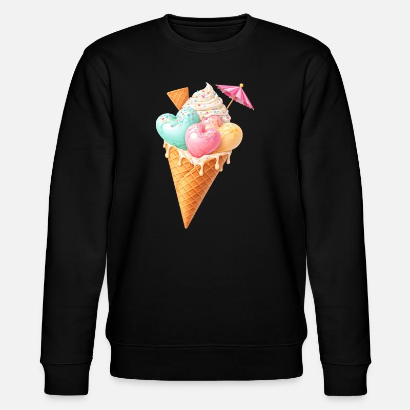 Herz Eis in Waffel Illustration  - Stanley/Stella CHANGER Unisex Organic Sweatshirt - black