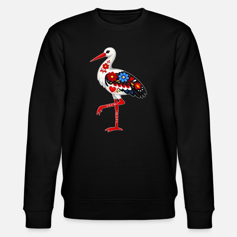 Volksstorch, der auf einem Bein steht - Stanley/Stella Unisex Bio-Sweatshirt CHANGER  - Schwarz