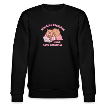 Cute Capybaras Chilling Together Love Language - Stanley/Stella CHANGER Unisex Organic Sweatshirt - black - Front - Nik (191cm) & Marisol (170cm)