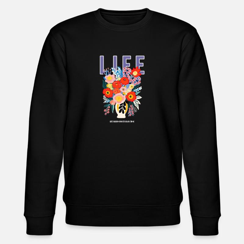 Leben Blumen - Stanley/Stella Unisex Bio-Sweatshirt CHANGER  - Schwarz
