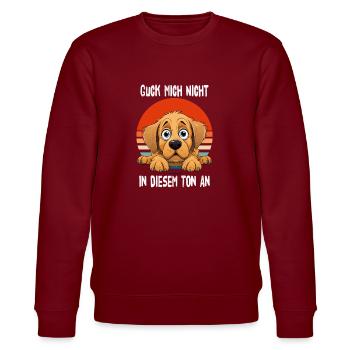 Don't Look At Me In That Tone Golden Retriever - Stanley/Stella CHANGER Unisex Organic Sweatshirt - burgundy - Front - Nik (191cm) & Marisol (170cm)