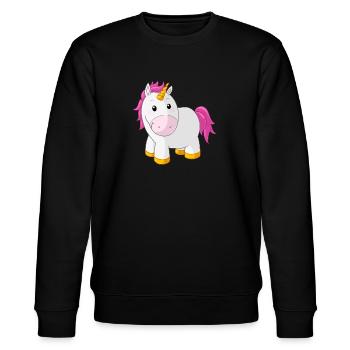 Licorne rose dessin animé heureux - Sweat bio CHANGER Stanley/Stella Unisexe - noir - Devant - Nik (191cm) & Marisol (170cm)