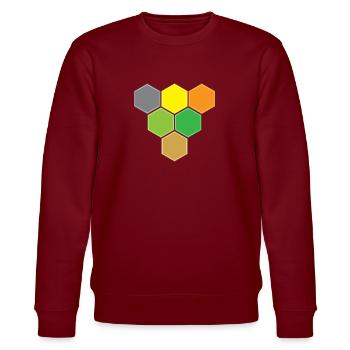 Hexagons gegen Sieg - Stanley/Stella Unisex Bio-Sweatshirt CHANGER  - Burgunderrot - Vorne - Nik (191cm) & Marisol (170cm)