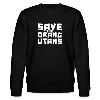 Schriftzug Save the Orangutans weiß - Stanley/Stella Unisex Bio-Sweatshirt CHANGER  - Schwarz - Vorne - Nik (191cm) & Marisol (170cm)