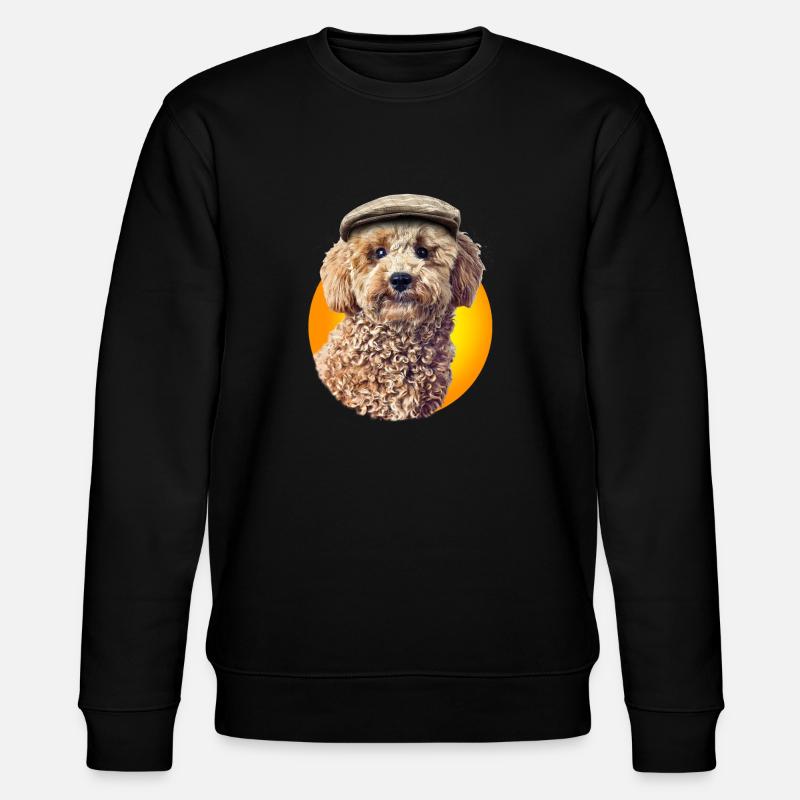 Poodle Pepe with cap - Stanley/Stella CHANGER Unisex Organic Sweatshirt - black