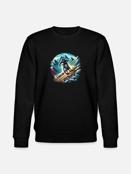 Mountainbikefahrer im Gebirge - Stanley/Stella Unisex Bio-Sweatshirt CHANGER  - Schwarz