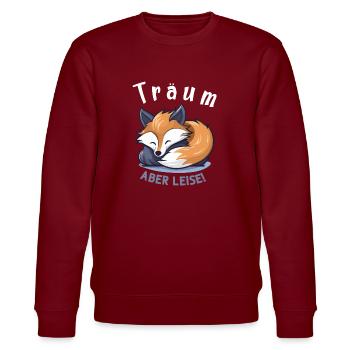 Träum, aber leise! - schlafender Fuchs - Stanley/Stella Unisex Bio-Sweatshirt CHANGER  - Burgunderrot - Vorne - Nik (191cm) & Marisol (170cm)