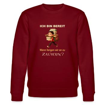 Lasst den Kleinen ihre Phantasie - Stanley/Stella Unisex Bio-Sweatshirt CHANGER  - Burgunderrot - Vorne - Nik (191cm) & Marisol (170cm)