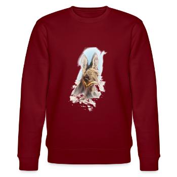 Esel - Stanley/Stella Unisex Bio-Sweatshirt CHANGER  - Burgunderrot - Vorne - Nik (191cm) & Marisol (170cm)