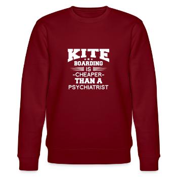 Kite Boarding Is Cheaper Than A Psychiatrist - Stanley/Stella CHANGER Unisex Organic Sweatshirt - burgundy - Front - Nik (191cm) & Marisol (170cm)