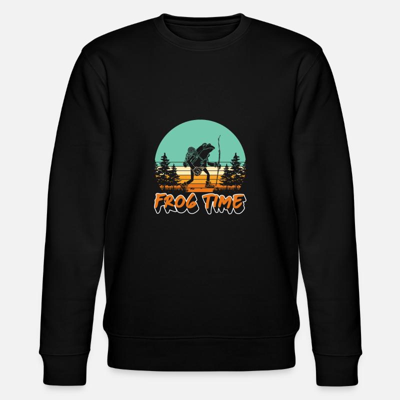 Frog Time Baumfrosch Auf Wanderung - Stanley/Stella Unisex Bio-Sweatshirt CHANGER - Schwarz