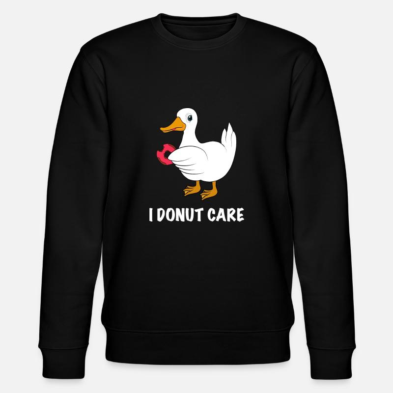 Ente mit Donut Spruch - Stanley/Stella Unisex Bio-Sweatshirt CHANGER  - Schwarz