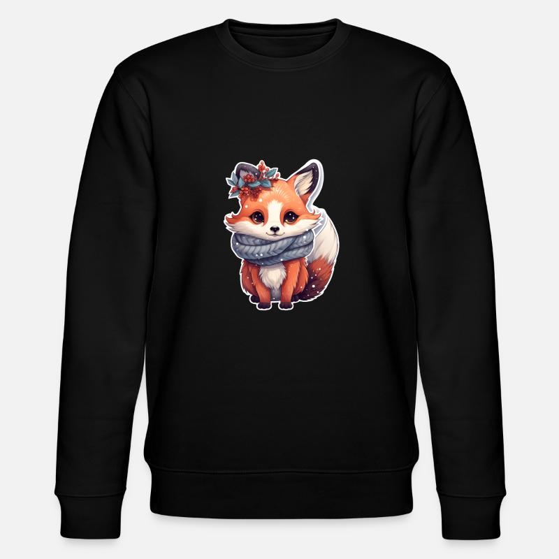 cute fox wintry - Stanley/Stella CHANGER Unisex Organic Sweatshirt - black