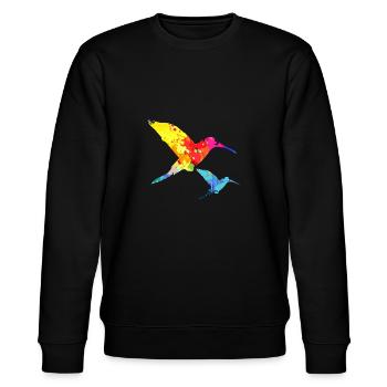 Colibri,Oiseau, Aquarelle, Peinture, Oiseaux,Coloré - Sweat bio CHANGER Stanley/Stella Unisexe - noir - Devant - Nik (191cm) & Marisol (170cm)