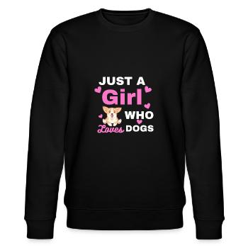 Just a Girl who Loves Dogs - Stanley/Stella Unisex Bio-Sweatshirt CHANGER  - Schwarz - Vorne - Nik (191cm) & Marisol (170cm)