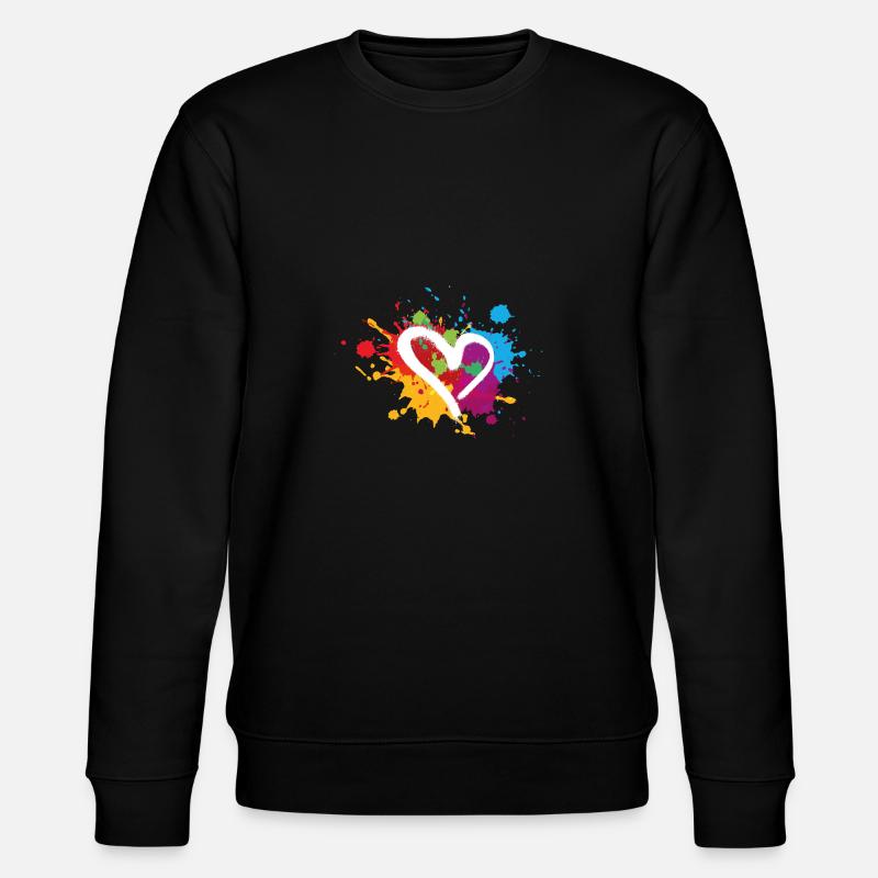 herz,bunt,klecks,farbklecks,bunt - Stanley/Stella Unisex Bio-Sweatshirt CHANGER  - Schwarz