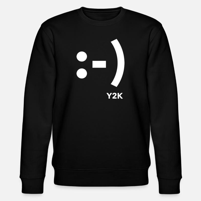 Smile Y2K White - Stanley/Stella CHANGER Unisex Organic Sweatshirt - black