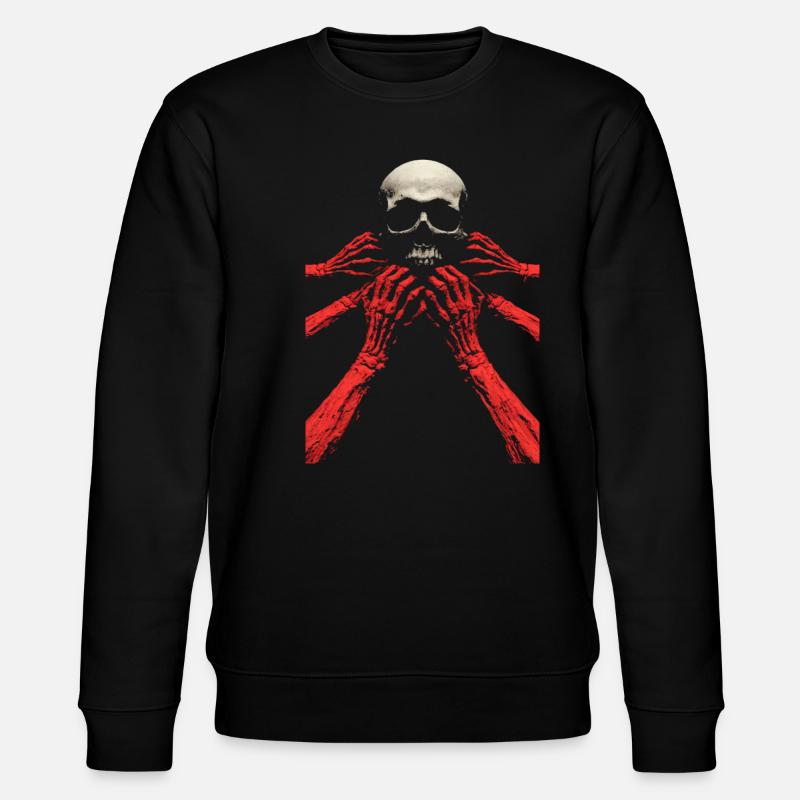 Schaedel mit rote Arme - Stanley/Stella Unisex Bio-Sweatshirt CHANGER  - Schwarz