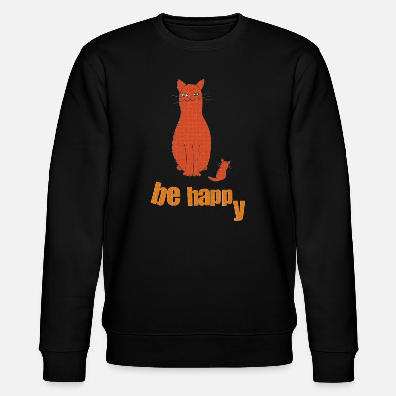 katze be happy - Stanley/Stella Unisex Bio-Sweatshirt CHANGER  - Schwarz