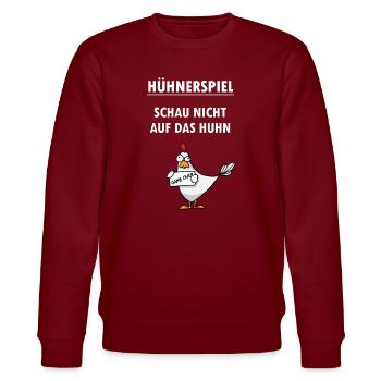 Hühnerspiel Sprüche Lustig witzig heiter Spiel - Stanley/Stella Unisex Bio-Sweatshirt CHANGER  - Burgunderrot - Vorne - Nik (191cm) & Marisol (170cm)