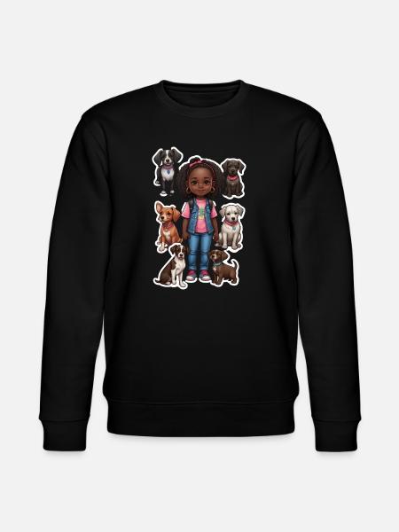 Mädchen mit Hundegruppe Motiv - Stanley/Stella Unisex Bio-Sweatshirt CHANGER  - Schwarz